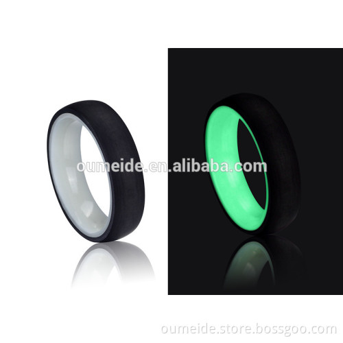 Carbon fiber glow ring titanium steel gear ring, custom wedding couple ring